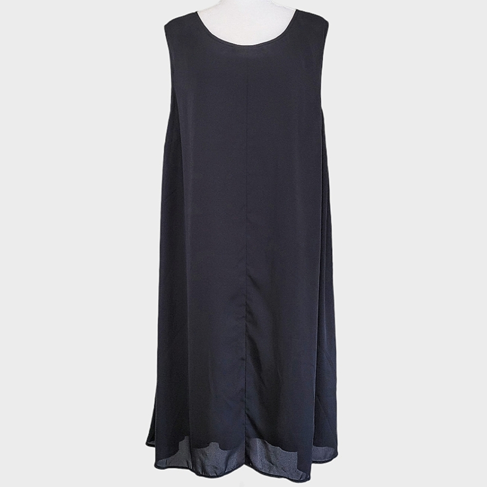 Jessica London Keyhole Back Lined Sleeveless Shift Dress - Black - 24